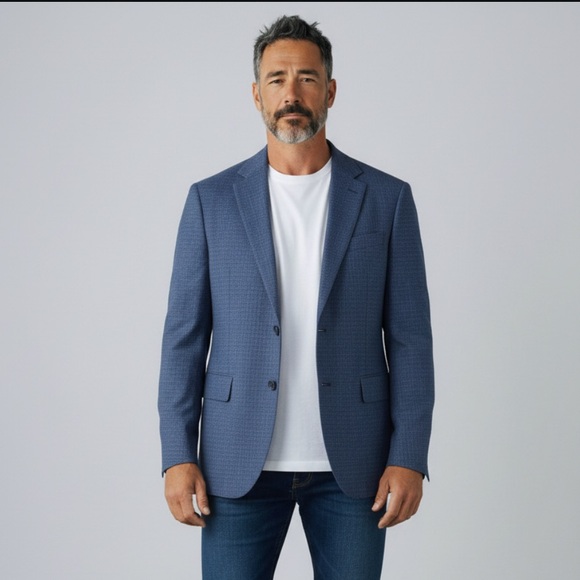 Jos A Bank Traveler Wool Blazer Blue 38R Tailored Fit Stretch Career Sport Coat - Picture 2 of 8